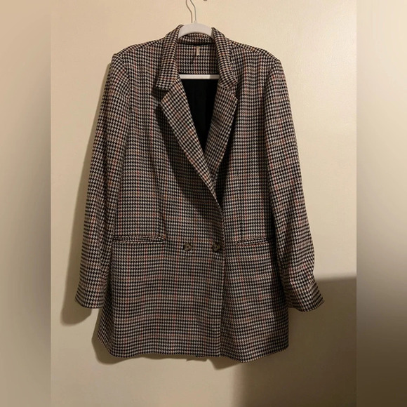 Free People Uptown Girl Houndstooth Blazer, size large - Picture 5 of 6